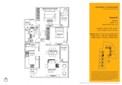 Godrej Avenues Floor Plan - 1260 sq.ft. 