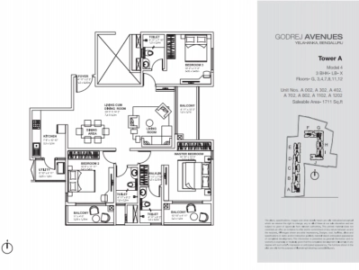 Godrej Avenues Floor Plan - 1711 sq.ft. 