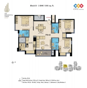 The Presidential Tower Floor Plan - 1595 sq.ft. 