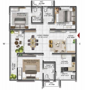 Prestige beverly hills Floor Plan - 1764 sq.ft. 
