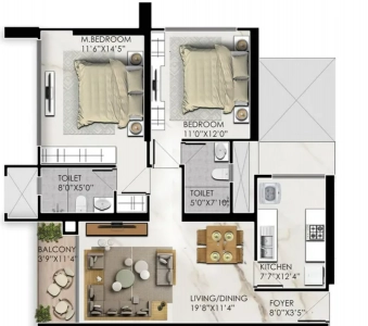 Prestige Jasdan Classic Floor Plan - 2307 sq.ft. 