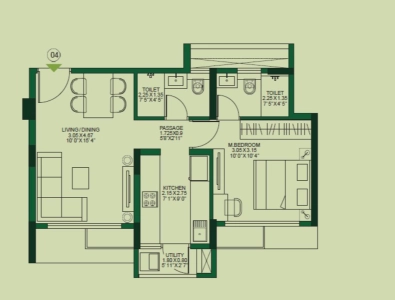 Godrej Urban Park Floor Plan - 431 sq.ft. 