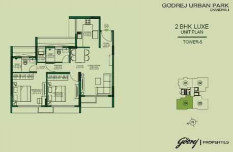 Godrej Urban Park Floor Plan - 700 sq.ft. 
