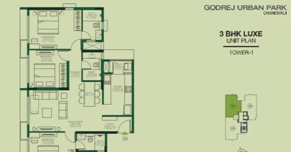 Godrej Urban Park Floor Plan - 1000 sq.ft. 