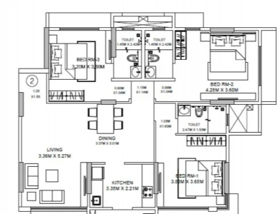 Godrej Central Floor Plan - 1084 sq.ft. 