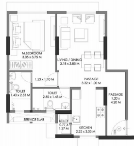 Godrej Nova Floor Plan - 578 sq.ft. 