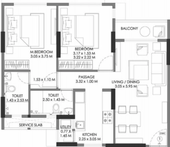 Godrej Prime Floor Plan - 737 sq.ft. 