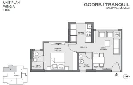 Godrej Tranquil Floor Plan - 428 sq.ft. 
