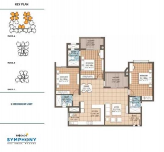 Brigade Symphony Floor Plan - 1400 sq.ft. 