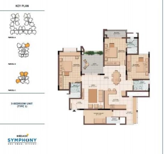 Brigade Symphony Floor Plan - 1860 sq.ft. 