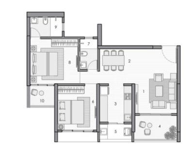 Kunal The Canary Floor Plan - 823 sq.ft. 