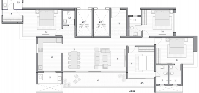 Kunal The Canary Floor Plan - 1669 sq.ft. 