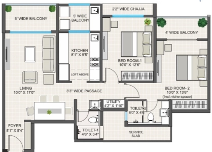 Regency Astra Floor Plan - 857 sq.ft. 