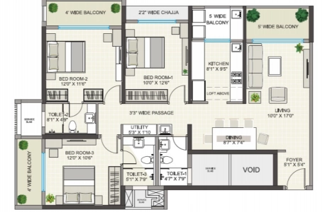 Regency Astra Floor Plan - 1160 sq.ft. 