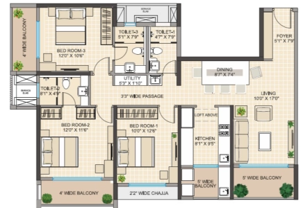 Regency Astra Floor Plan - 1172 sq.ft. 