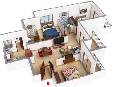 Puraniks Abitante Floor Plan - 1115 sq.ft. 