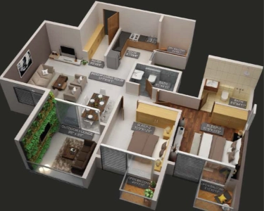 Purva Aspire Floor Plan - 828 sq.ft. 