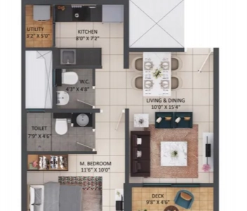shapoorji Pallonji vanaha Floor Plan - 448 sq.ft. 