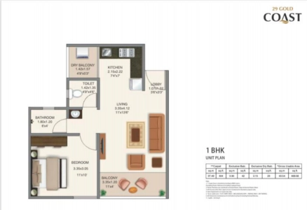 Mantra 29 Gold Coast Floor Plan - 468 sq.ft. 