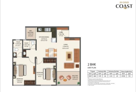 Mantra 29 Gold Coast Floor Plan - 731 sq.ft. 