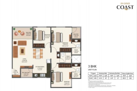 Mantra 29 Gold Coast Floor Plan - 963 sq.ft. 