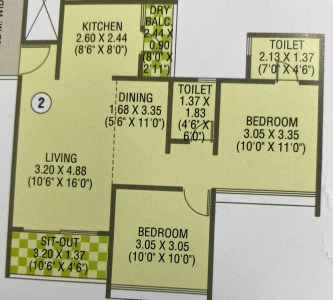 Krishna Amorapolis Floor Plan - 704 sq.ft. 