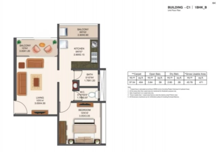 Mantra Montana Floor Plan - 471 sq.ft. 