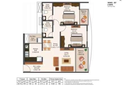 Mantra Montana Floor Plan - 782 sq.ft. 