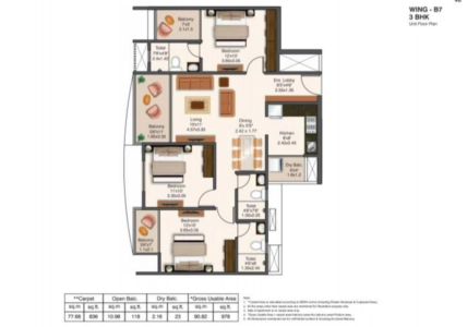 Mantra Montana Floor Plan - 978 sq.ft. 