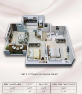 Nyati Era Floor Plan - 780 sq.ft. 