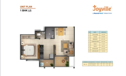 Joyville Hadapsar Annexe Floor Plan - 430 sq.ft. 