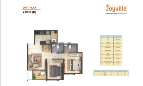 Joyville Hadapsar Annexe Floor Plan - 619 sq.ft. 