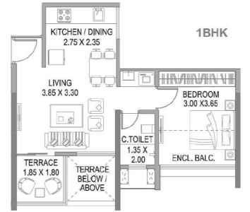 Sukhwani Hermosa Casa Floor Plan - 449 sq.ft. 
