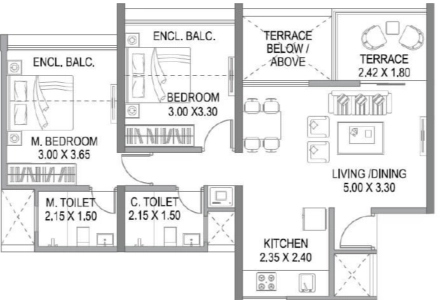 Sukhwani Hermosa Casa Floor Plan - 534 sq.ft. 