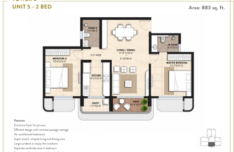 Lodha Panache Floor Plan - 833 sq.ft. 
