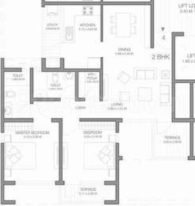 Godrej Infinity Floor Plan - 1048 sq.ft. 