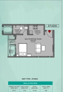 Godrej Parkridge Floor Plan - 265 sq.ft. 