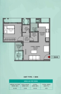 Godrej Parkridge Floor Plan - 429 sq.ft. 