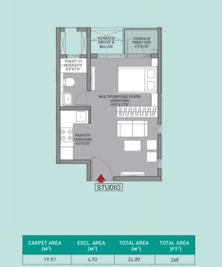 Godrej Sky Greens Phase 1 Floor Plan - 268 sq.ft. 