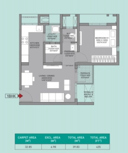 Godrej Sky Greens Phase 1 Floor Plan - 435 sq.ft. 