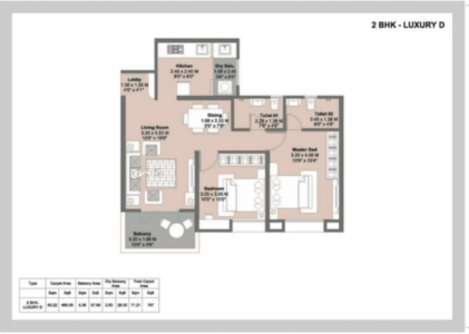 Kohinoor Kaleido Floor Plan - 767 sq.ft. 