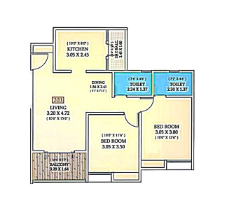 Pristine Allure Floor Plan - 669 sq.ft. 