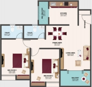 Pristine Allure Floor Plan - 749 sq.ft. 