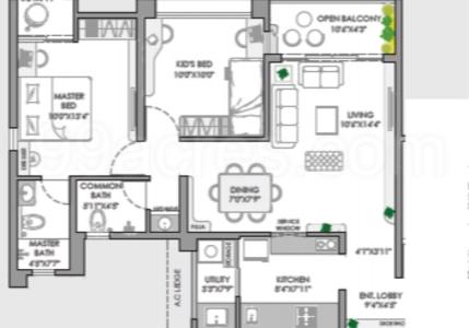 VJ Yashwin Enchante Floor Plan - 824 sq.ft. 