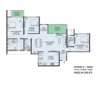 VTP Euphoria Floor Plan - 1452 sq.ft. 