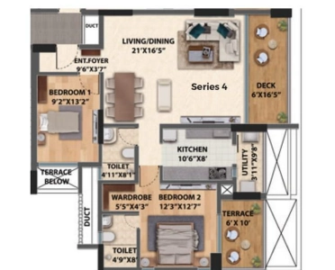 Vertillas Floor Plan - 1112 sq.ft. 
