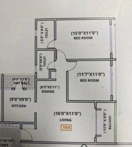 Zen Elite Floor Plan - 838 sq.ft. 