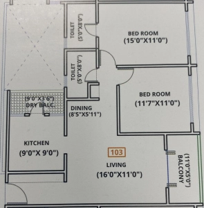 Zen Elite Floor Plan - 866 sq.ft. 