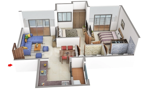 Nyati Evolve Floor Plan - 675 sq.ft. 