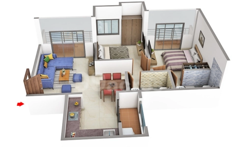Nyati Evolve Floor Plan - 766 sq.ft. 